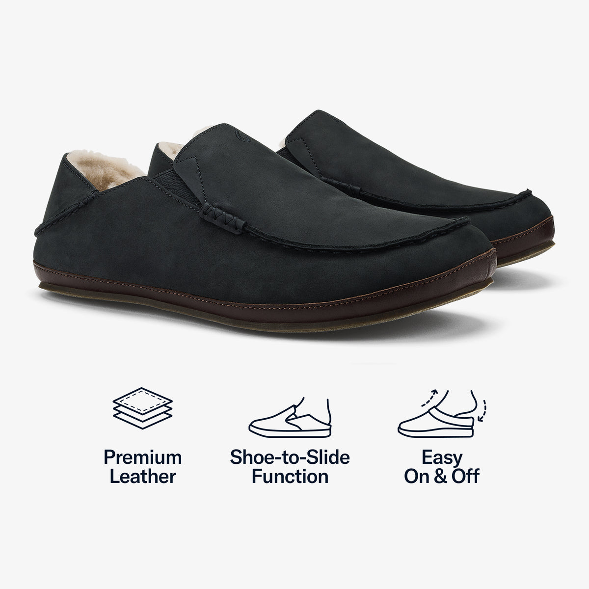 OluKai Premium | Moloā Slipper - Black / Dk Java