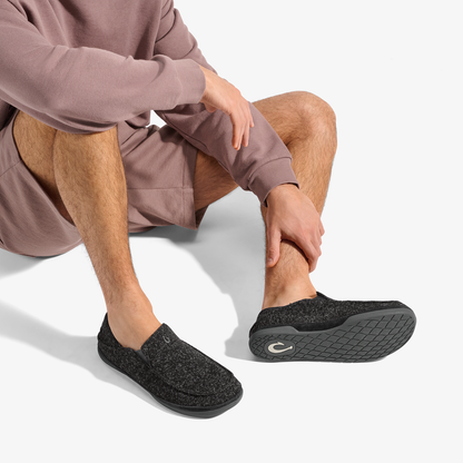 OluKai Hot Sale | Moloā Hulu Men’s Wool Slippers - Black