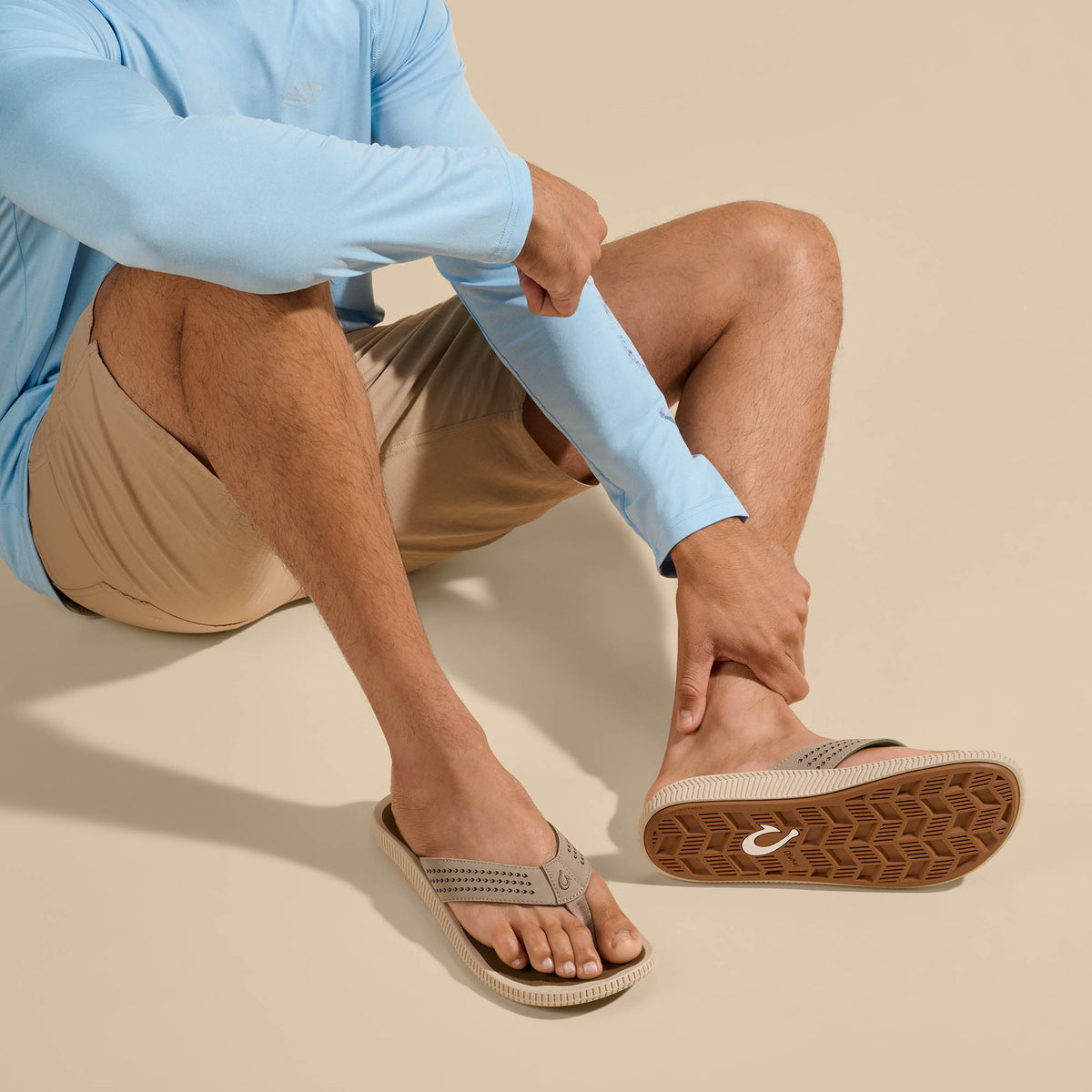 OluKai Trusted | Ulele Men's Water-Ready Beach Sandals - Clay / Mustang