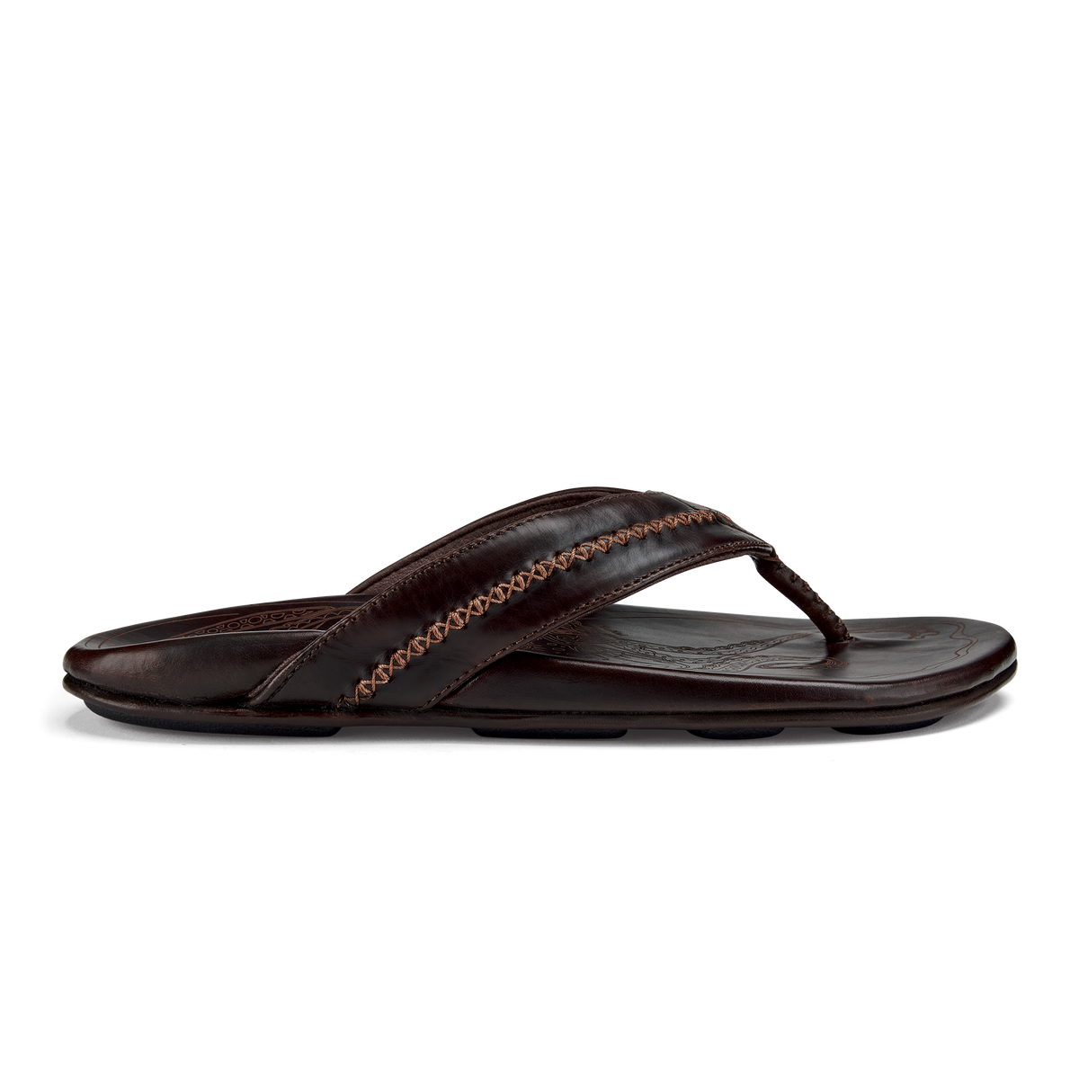 OluKai Signature | Mea Ola Men's Leather Beach Sandals - Dark Java