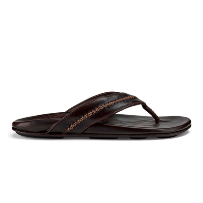 OluKai Signature | Mea Ola Men's Leather Beach Sandals - Dark Java