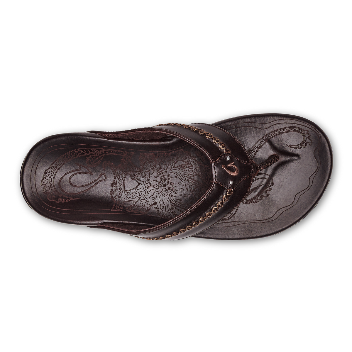 OluKai Signature | Mea Ola Men's Leather Beach Sandals - Dark Java