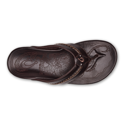 OluKai Signature | Mea Ola Men's Leather Beach Sandals - Dark Java