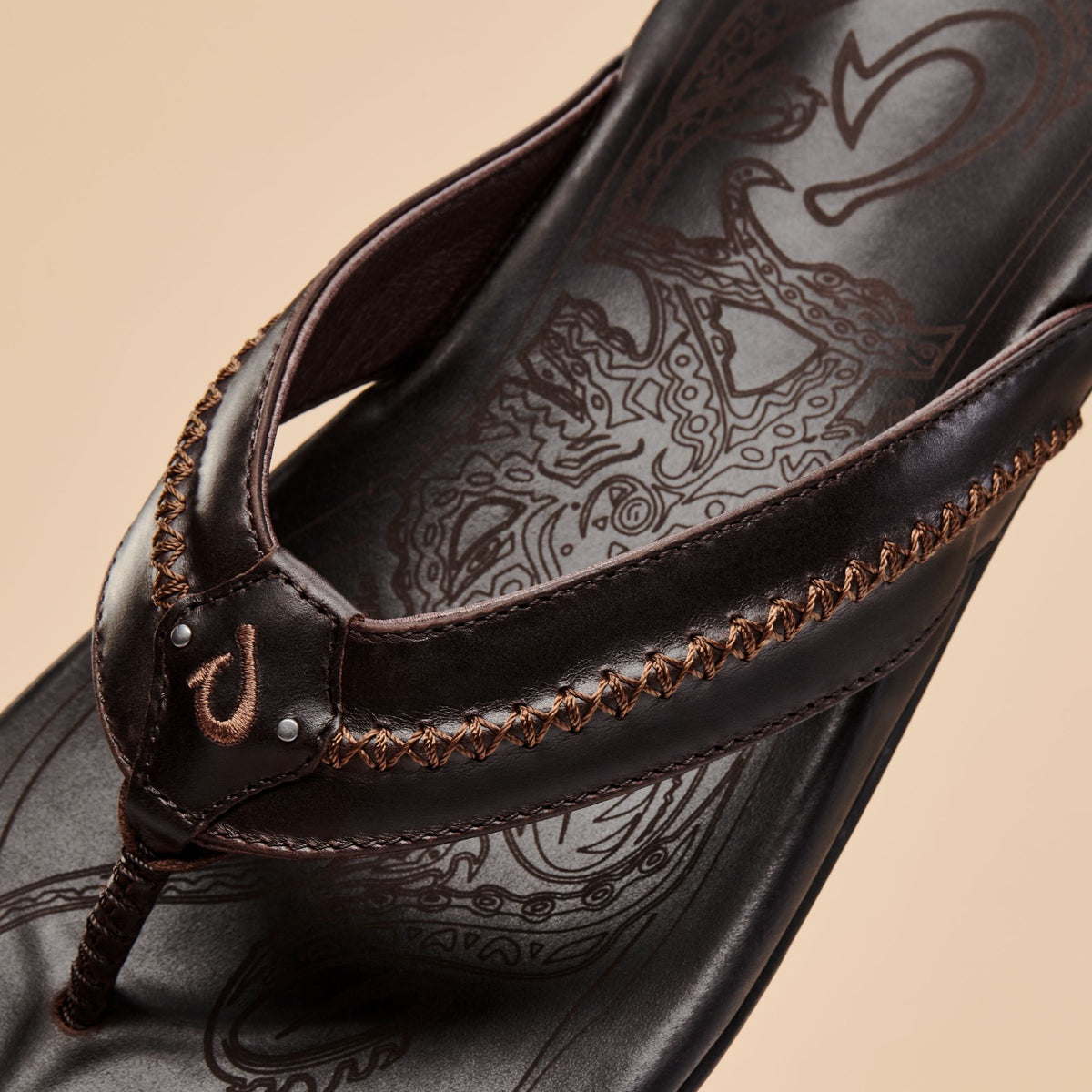OluKai Signature | Mea Ola Men's Leather Beach Sandals - Dark Java