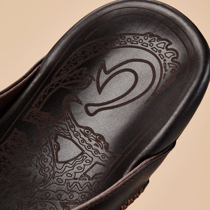 OluKai Signature | Mea Ola Men's Leather Beach Sandals - Dark Java