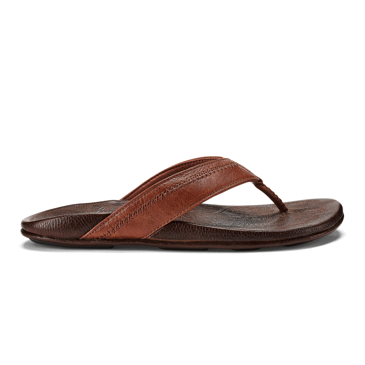 OluKai Popular | Hiapo - Rum / Dark Wood Men’s Leather Beach Sandals