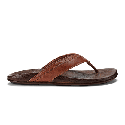 OluKai Popular | Hiapo - Rum / Dark Wood Men’s Leather Beach Sandals