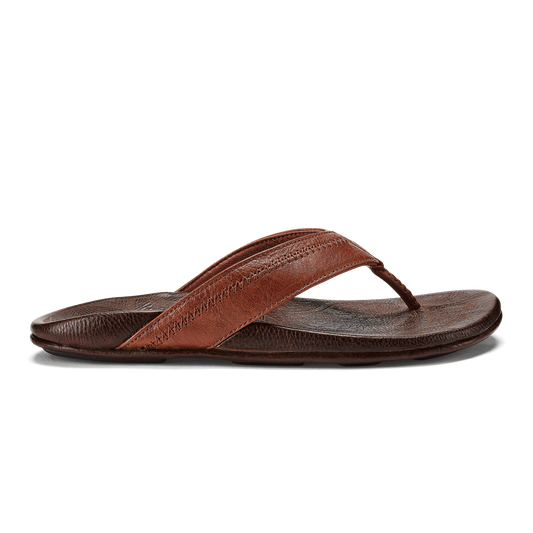 OluKai Popular | Hiapo - Rum / Dark Wood Men’s Leather Beach Sandals
