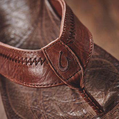 OluKai Popular | Hiapo - Rum / Dark Wood Men’s Leather Beach Sandals
