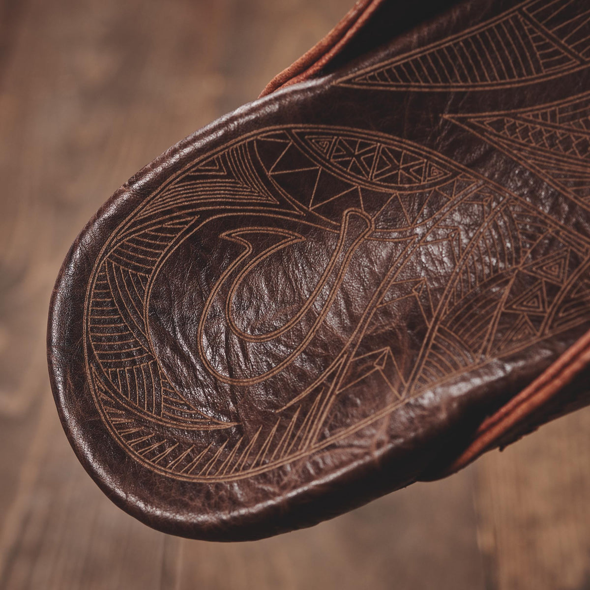 OluKai Popular | Hiapo - Rum / Dark Wood Men’s Leather Beach Sandals