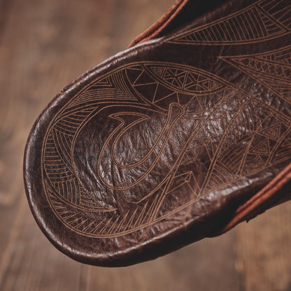 OluKai Popular | Hiapo - Rum / Dark Wood Men’s Leather Beach Sandals