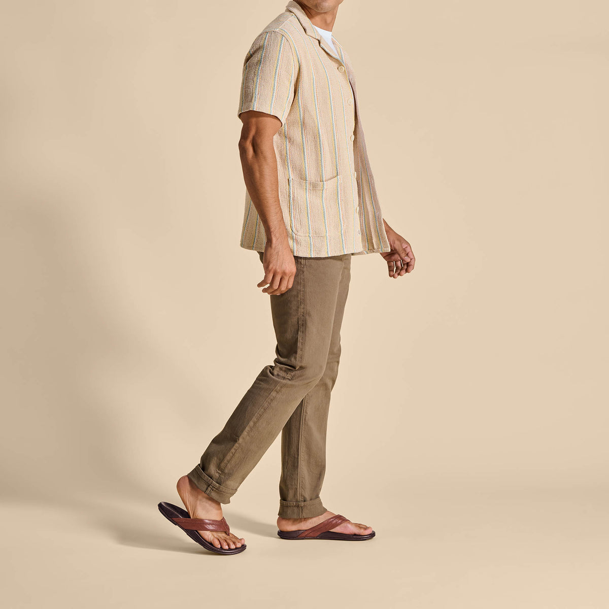 OluKai Popular | Hiapo - Rum / Dark Wood Men’s Leather Beach Sandals
