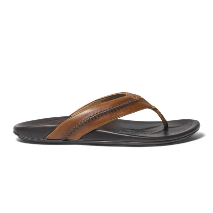 OluKai Deals | Mea Ola Men's Leather Sandals - Tan / Dark Java