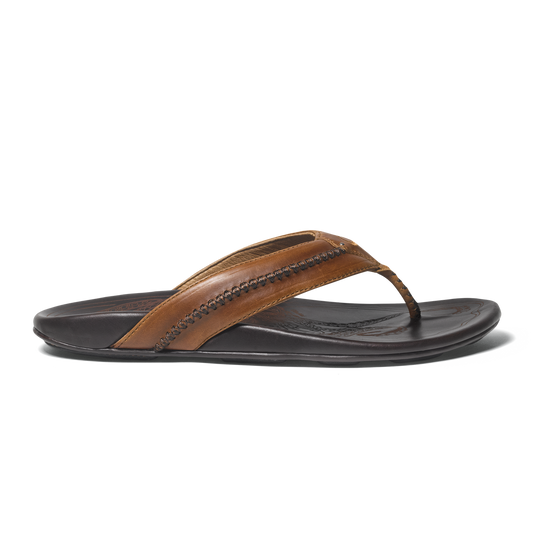 OluKai Deals | Mea Ola Men's Leather Sandals - Tan / Dark Java