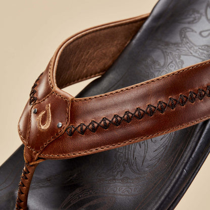 OluKai Deals | Mea Ola Men's Leather Sandals - Tan / Dark Java