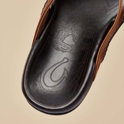 OluKai Deals | Mea Ola Men's Leather Sandals - Tan / Dark Java