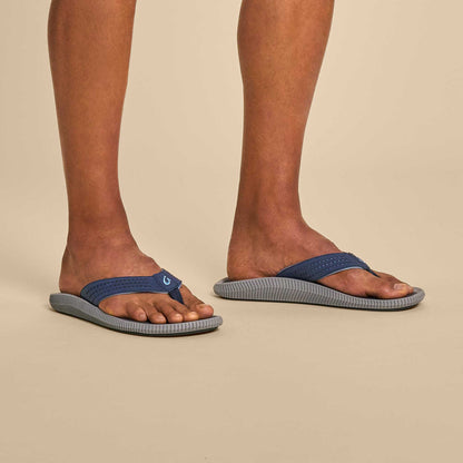 OluKai Featured | Ulele Men's Beach Sandals - Blue Depth / Charcoal
