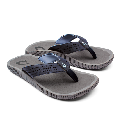 OluKai Featured | Ulele Men's Beach Sandals - Blue Depth / Charcoal