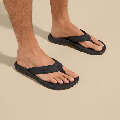 OluKai Customer Favorite | ‘Ohana Men's Best Selling Beach Sandals - Black