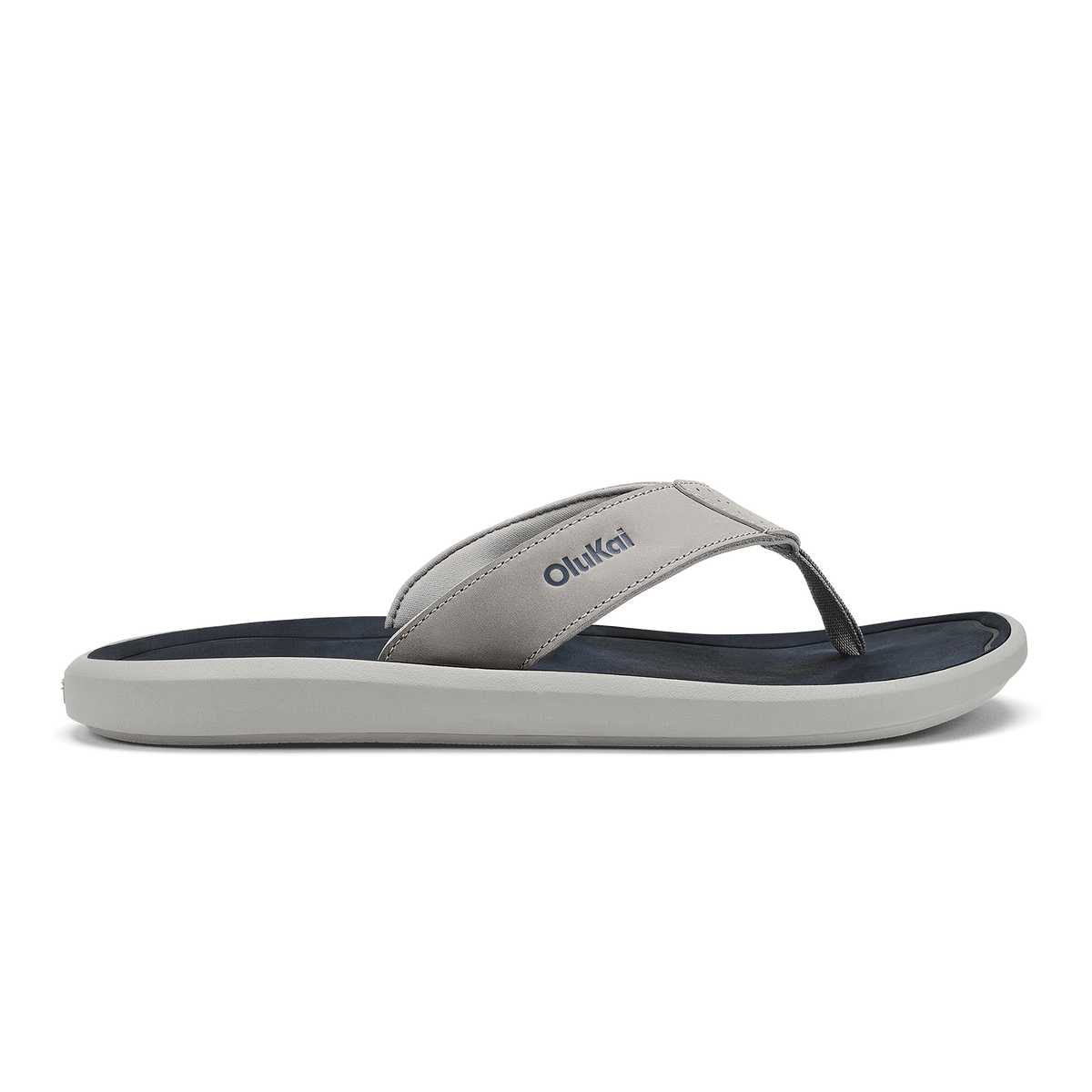 OluKai Discount | Pili Men’s Waterproof Leather Sandals - Ash / Mood Indigo