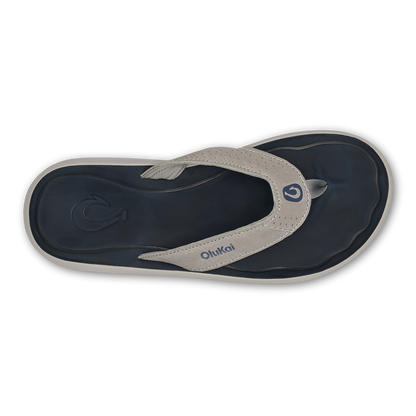 OluKai Discount | Pili Men’s Waterproof Leather Sandals - Ash / Mood Indigo
