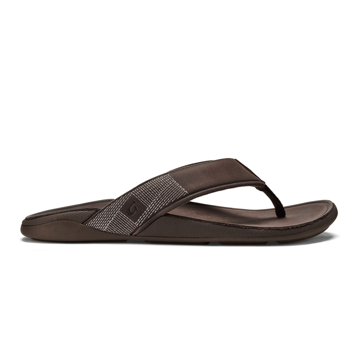 OluKai Premium | Tuahine Men's Waterproof Leather Beach Sandals - Dark Wood