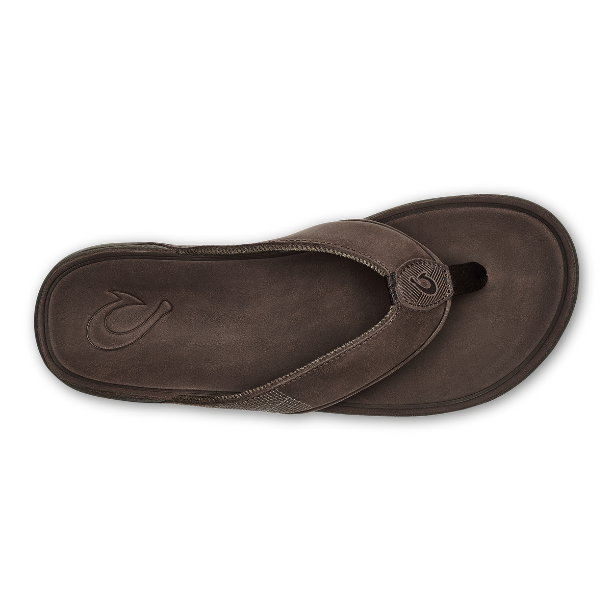 OluKai Premium | Tuahine Men's Waterproof Leather Beach Sandals - Dark Wood