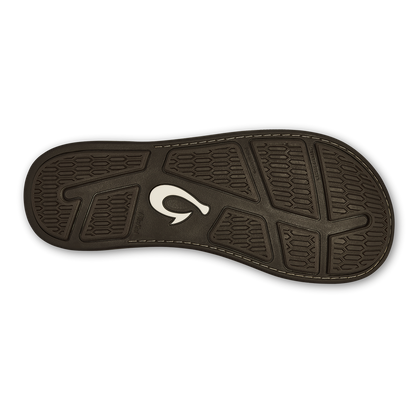 OluKai Premium | Tuahine Men's Waterproof Leather Beach Sandals - Dark Wood