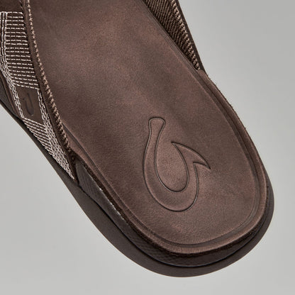 OluKai Premium | Tuahine Men's Waterproof Leather Beach Sandals - Dark Wood