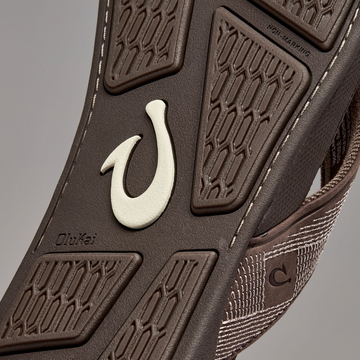 OluKai Premium | Tuahine Men's Waterproof Leather Beach Sandals - Dark Wood