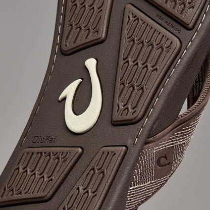 OluKai Premium | Tuahine Men's Waterproof Leather Beach Sandals - Dark Wood