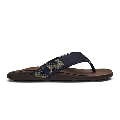 OluKai Best Seller | Tuahine Men's Waterproof Leather Beach Sandals - Trench Blue
