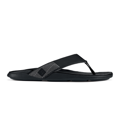 OluKai Customer Favorite | Tuahine Men's Waterproof Leather Beach Sandals - Black