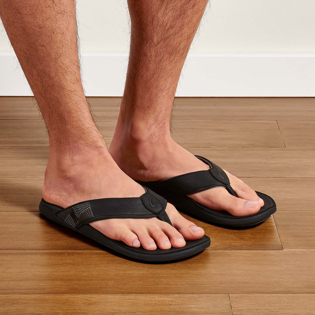 OluKai Customer Favorite | Tuahine Men's Waterproof Leather Beach Sandals - Black