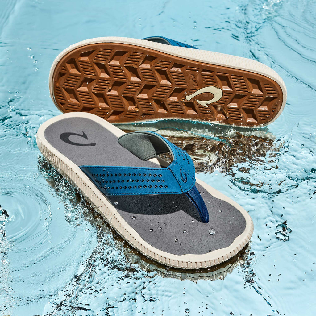 OluKai Special Offer | Ulele Men's Beach Sandals - Slate Blue / Charcoal