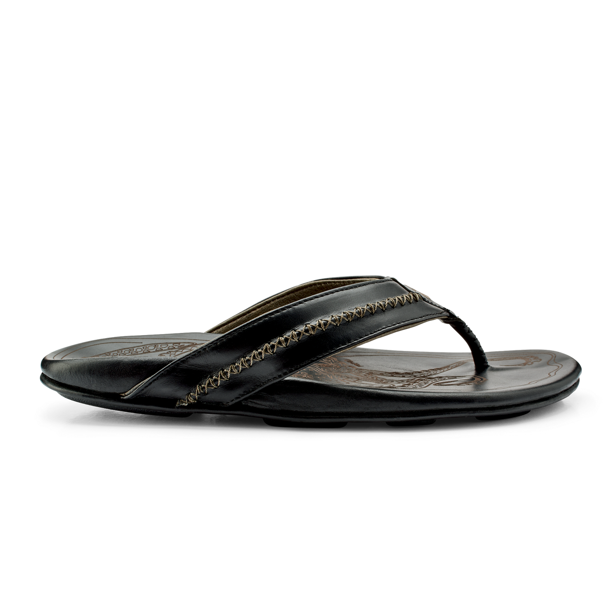 OluKai Discount | OluKai Mea Ola - Black | Men's Leather Beach Sandals