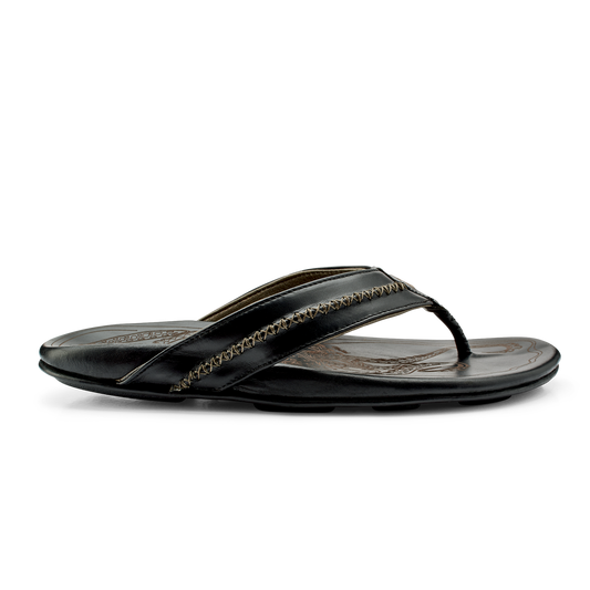 OluKai Discount | OluKai Mea Ola - Black | Men's Leather Beach Sandals