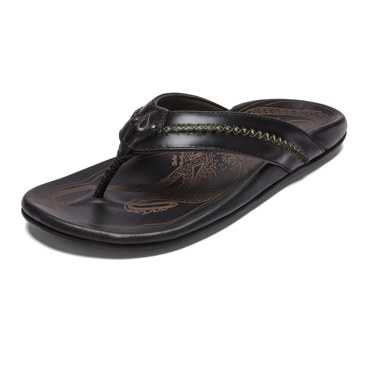 OluKai Discount | OluKai Mea Ola - Black | Men's Leather Beach Sandals