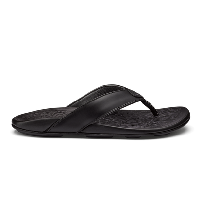 OluKai Great Value | Mekila Men's Full-Grain Leather Beach Sandals - Black