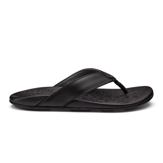 OluKai Great Value | Mekila Men's Full-Grain Leather Beach Sandals - Black