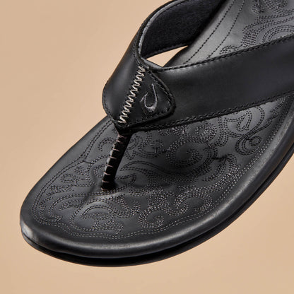 OluKai Great Value | Mekila Men's Full-Grain Leather Beach Sandals - Black