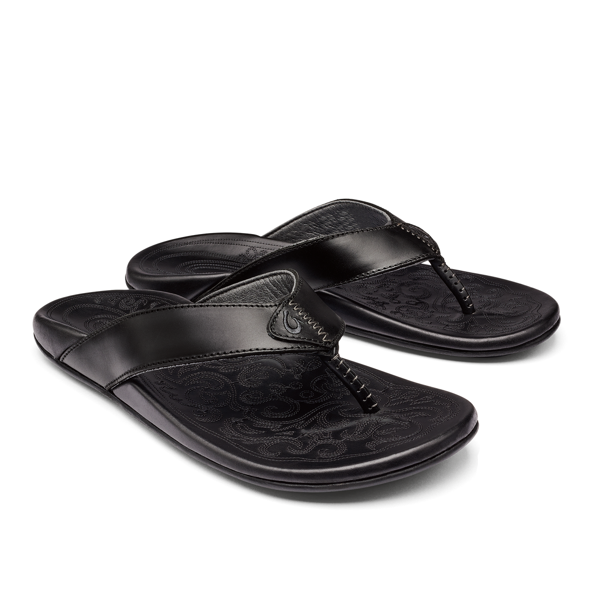 OluKai Great Value | Mekila Men's Full-Grain Leather Beach Sandals - Black