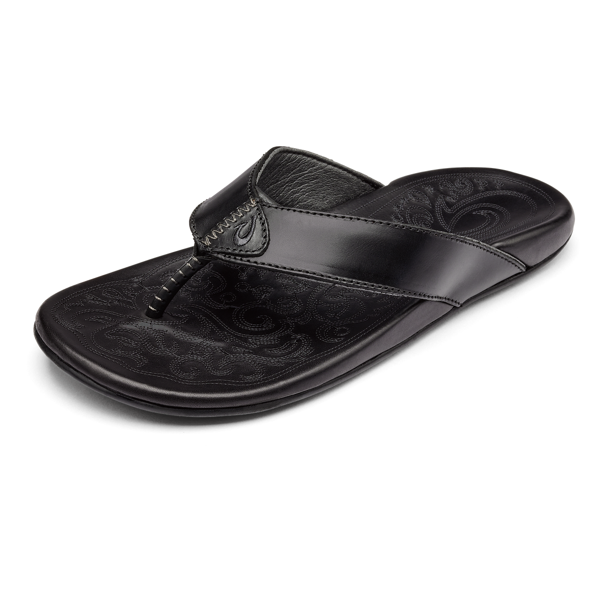 OluKai Great Value | Mekila Men's Full-Grain Leather Beach Sandals - Black
