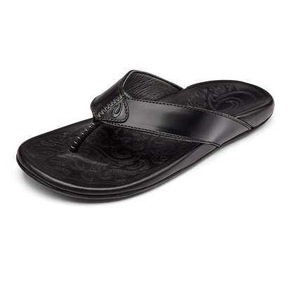 OluKai Great Value | Mekila Men's Full-Grain Leather Beach Sandals - Black