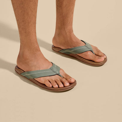 OluKai Customer Favorite | Hiapo - Odyssey Grey / Sahara Men’s Leather Beach Sandals