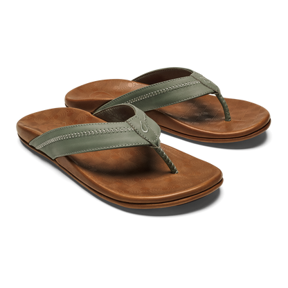 OluKai Customer Favorite | Hiapo - Odyssey Grey / Sahara Men’s Leather Beach Sandals