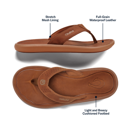 OluKai Special Offer | Pili Men’s Waterproof Leather Sandals - Fox