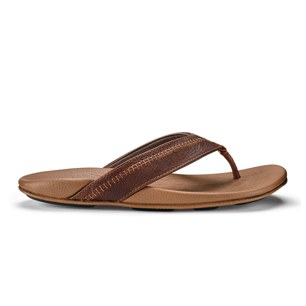 OluKai New | Hiapo -Dark Java / Toffee Men’s Leather Beach Sandals