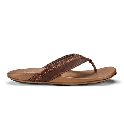 OluKai New | Hiapo -Dark Java / Toffee Men’s Leather Beach Sandals