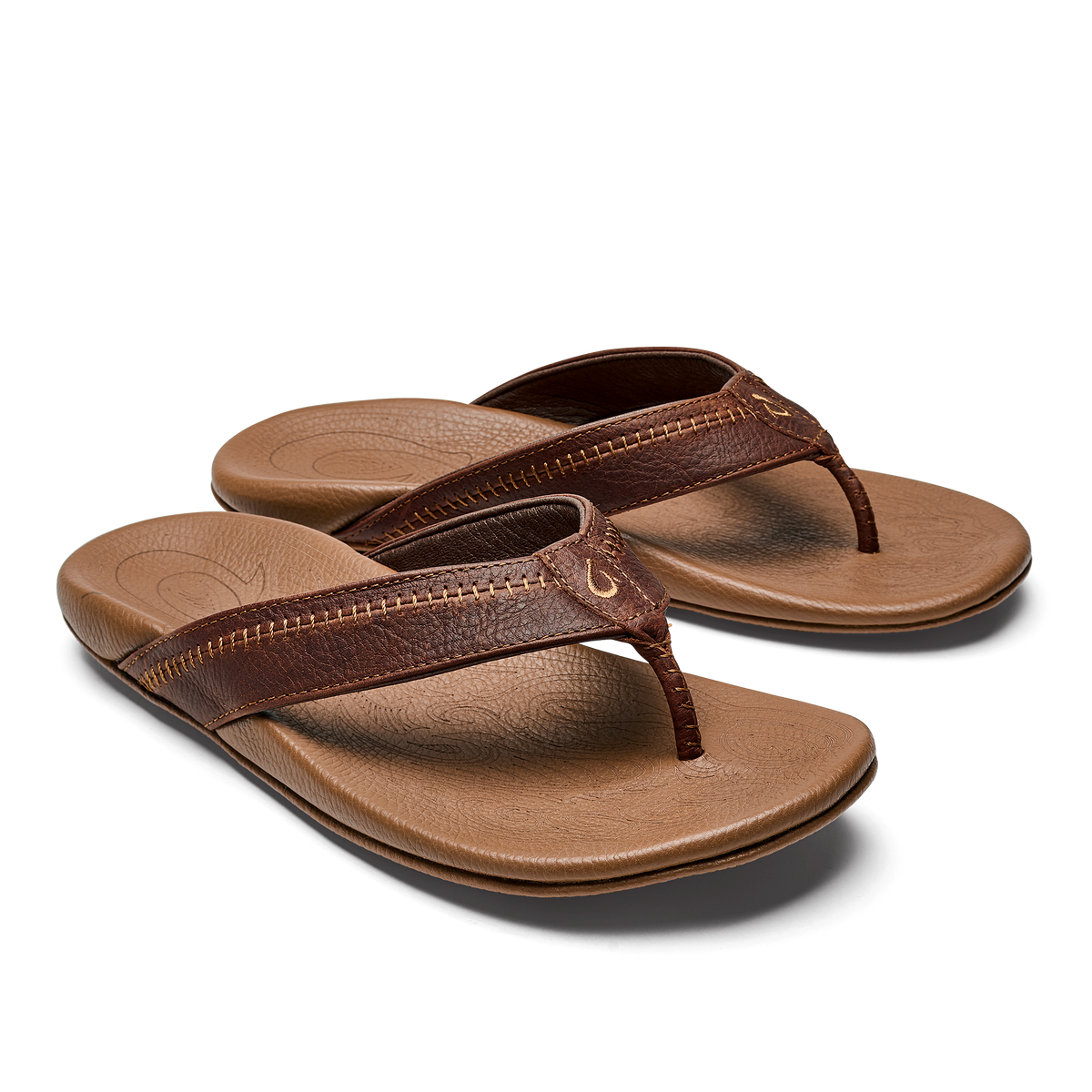 OluKai New | Hiapo -Dark Java / Toffee Men’s Leather Beach Sandals